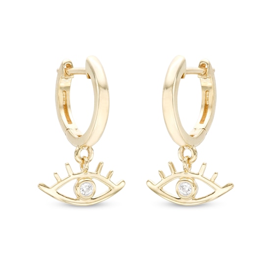 1/20 CT. T.W. Diamond Eyelash Huggie Hoop Earrings in Sterling Silver with 14K Gold Plate