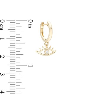 1/20 CT. T.W. Diamond Eyelash Huggie Hoop Earrings in Sterling Silver with 14K Gold Plate