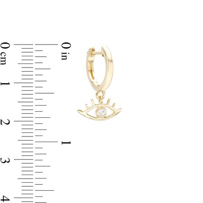 1/20 CT. T.W. Diamond Eyelash Huggie Hoop Earrings in Sterling Silver with 14K Gold Plate