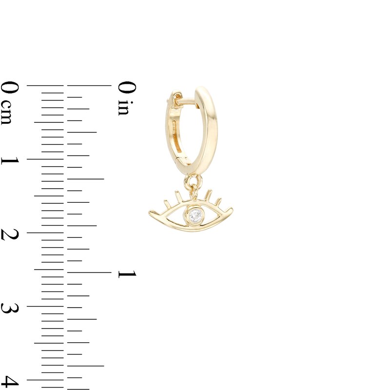 Main Image 2 of 1/20 CT. T.W. Diamond Eyelash Huggie Hoop Earrings in Sterling Silver with 14K Gold Plate