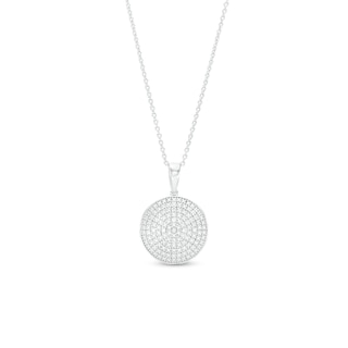 Diamond Accent Beaded Circle Pendant Necklace in Sterling Silver