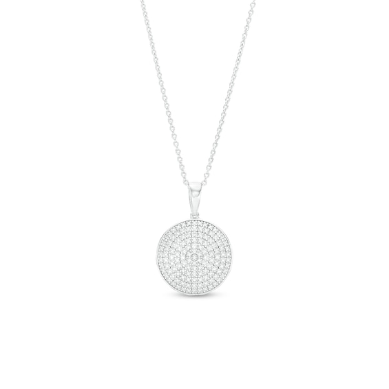Diamond Accent Beaded Circle Pendant Necklace in Sterling Silver