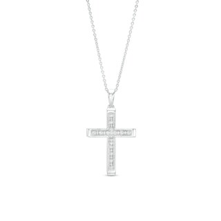 1/20 CT. T.W. Diamond Cross Necklace in Sterling Silver