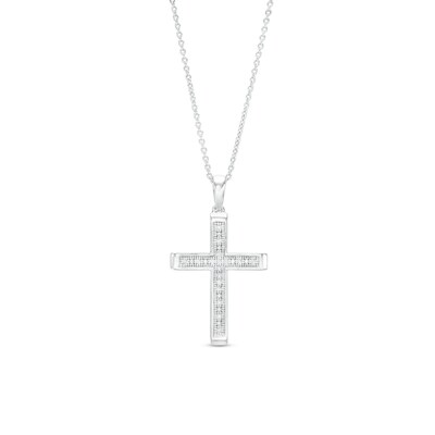 1/20 CT. T.W. Diamond Cross Necklace in Sterling Silver