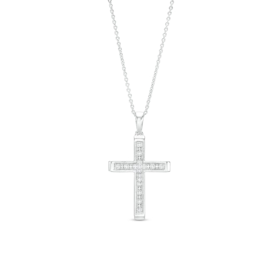 1/20 CT. T.W. Diamond Cross Necklace in Sterling Silver