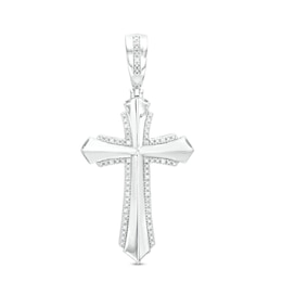 1/10 CT. T.W. Diamond Cross Necklace Charm in Sterling Silver
