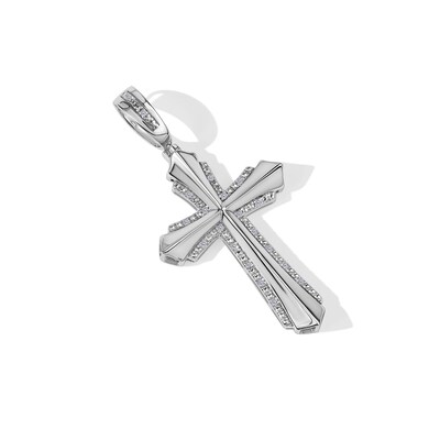 1/10 CT. T.W. Diamond Cross Necklace Charm in Sterling Silver