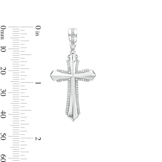 1/10 CT. T.W. Diamond Cross Necklace Charm in Sterling Silver