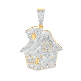1/20 CT. T.W. Diamond House Necklace Charm in Sterling Silver with 14K Gold Plate