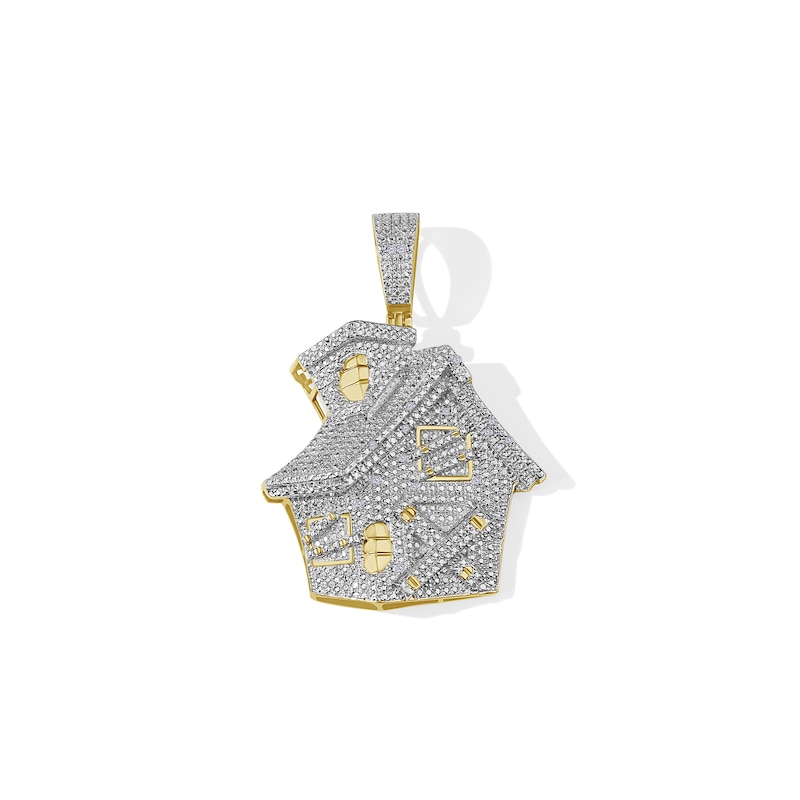 1/20 CT. T.W. Diamond House Necklace Charm in Sterling Silver with 14K Gold Plate