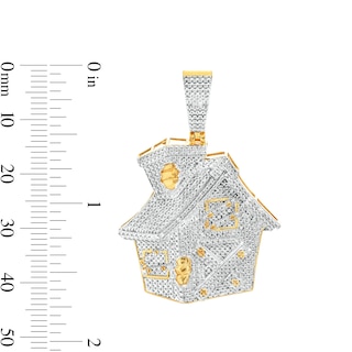 1/20 CT. T.W. Diamond House Necklace Charm in Sterling Silver with 14K Gold Plate