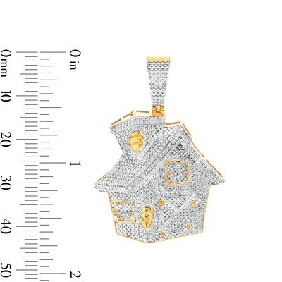 1/20 CT. T.W. Diamond House Necklace Charm in Sterling Silver with 14K Gold Plate