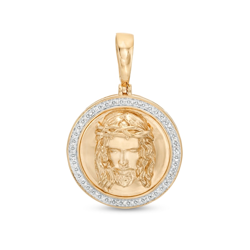 1/5 CT. T.W. Diamond Jesus Head Medallion Necklace Charm in Sterling Silver with 14K Gold Plate