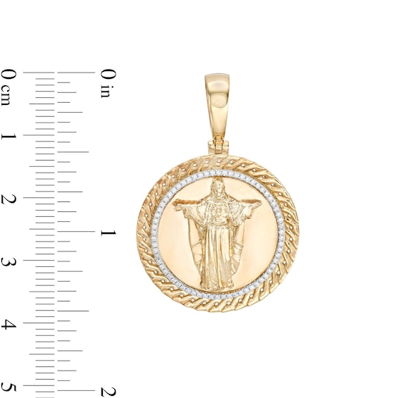 1/5 CT. T.W. Diamond Open Arm Medallion Necklace Charm in Sterling Silver with 14K Gold