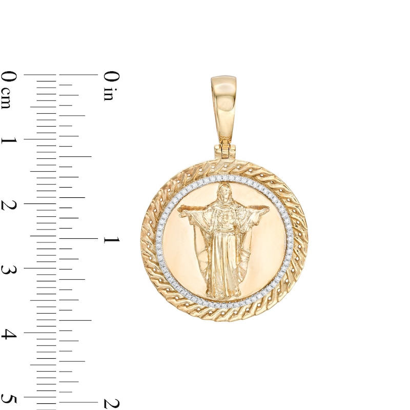 Main Image 2 of 1/5 CT. T.W. Diamond Open Arm Medallion Necklace Charm in Sterling Silver with 14K Gold
