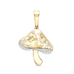 1/6 CT. T.W. Diamond Mushroom Necklace Charm in Sterling Silver with 14K Gold