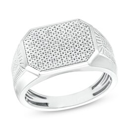 1/20 CT. T.W. Diamond Pavé Octagon Ring in Sterling Silver