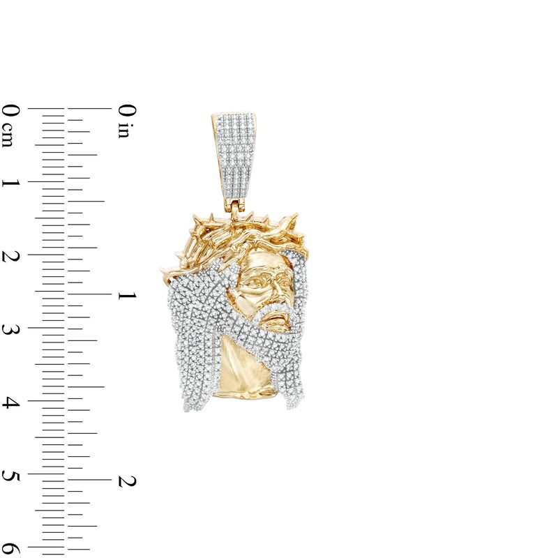 Main Image 2 of 1/20 CT. T.W. Diamond Jesus Crown Necklace Charm in Sterling Silver with 14K Gold Plate
