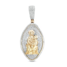 1/20 CT. T.W. Diamond Mother Mary Necklace Charm in Sterling Silver with 14K Gold Plate