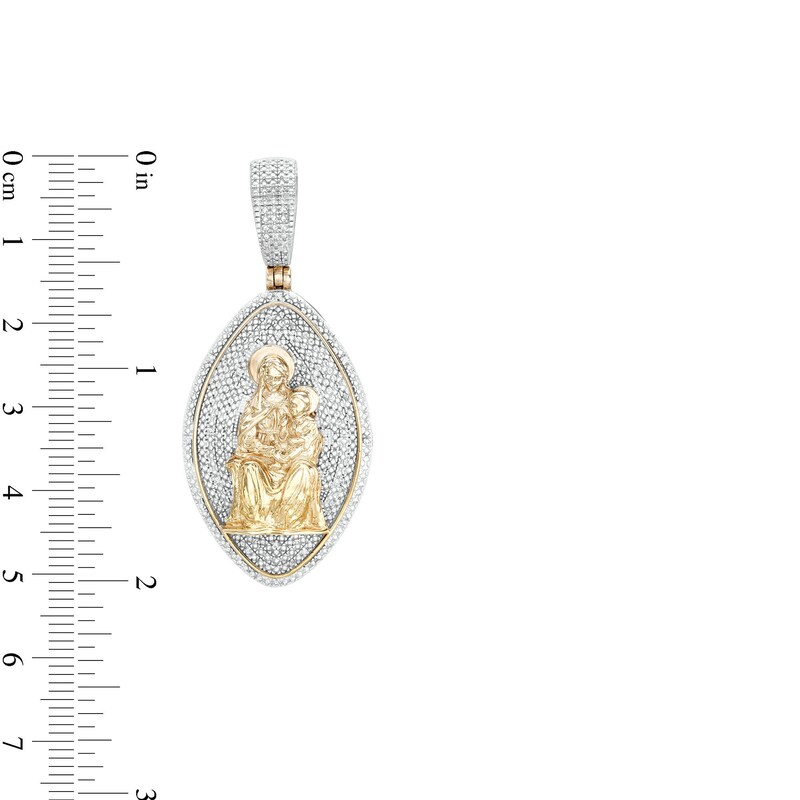 Main Image 2 of 1/20 CT. T.W. Diamond Mother Mary Necklace Charm in Sterling Silver with 14K Gold Plate