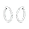 Thumbnail Image 0 of 15mm Diamond-Cut Hinged Hoop Earrings in Hollow Sterling Silver