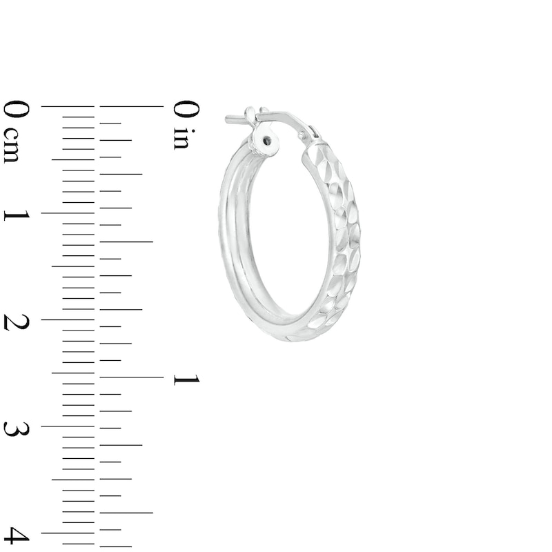 15mm Diamond-Cut Hinged Hoop Earrings in Hollow Sterling Silver