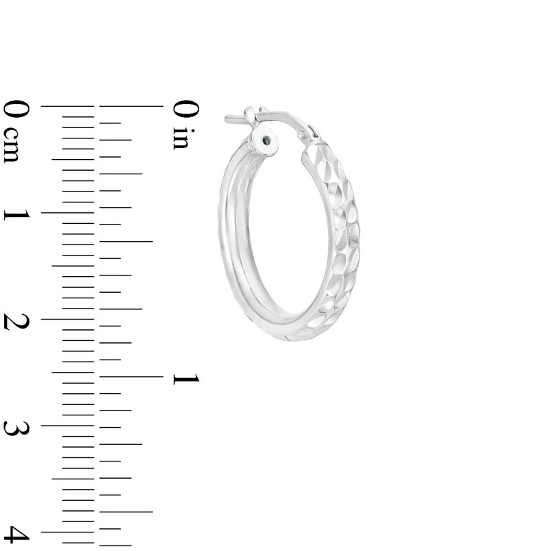 Main Image 2 of 15mm Diamond-Cut Hinged Hoop Earrings in Hollow Sterling Silver