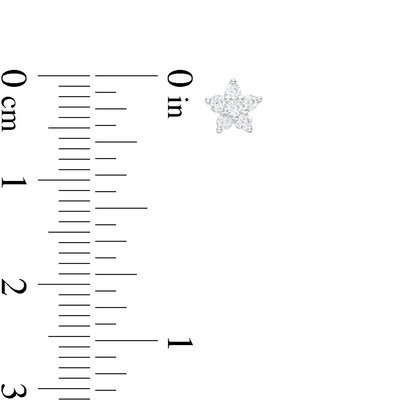 Solid Sterling Silver CZ Star Flower Studs