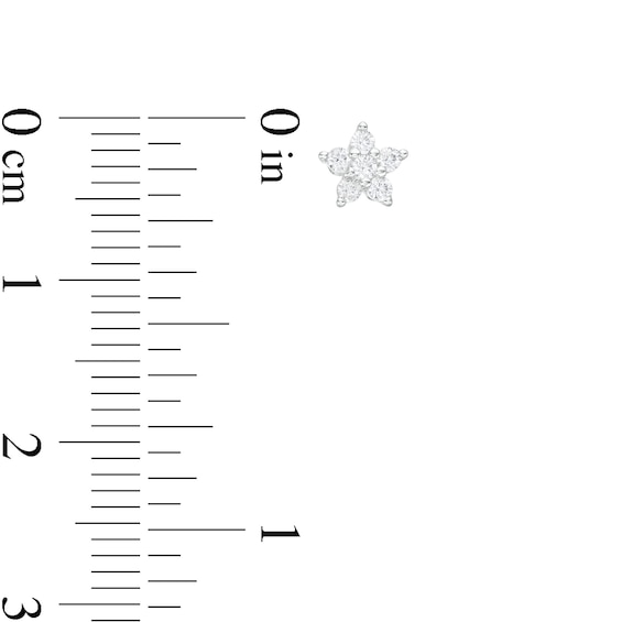 Solid Sterling Silver CZ Star Flower Studs