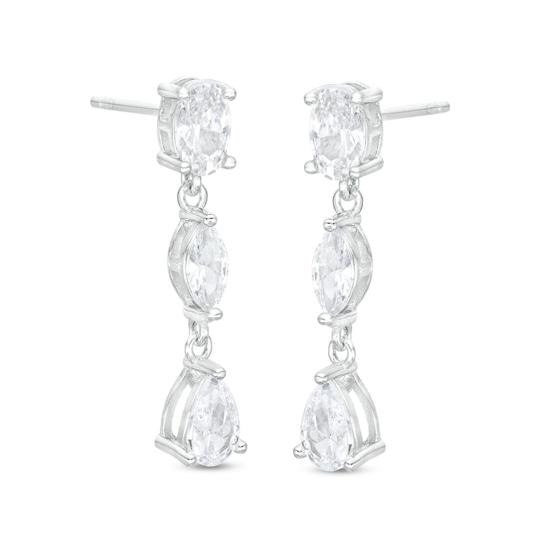 Cubic Zirconia Multi-Stone Dangle Earrings in Solid Sterling Silver