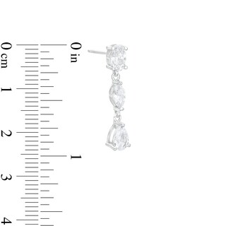 Solid Sterling Silver Multi-Shape CZ Trio Dangle Earrings