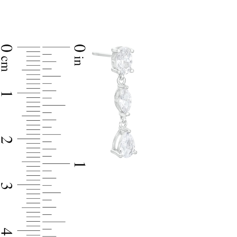 Main Image 2 of Cubic Zirconia Multi-Stone Dangle Earrings in Solid Sterling Silver