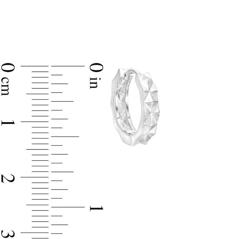 15mm Diamond-Cut Huggie Hoop Earrings in Solid Sterling Silver