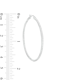 Cubic Zirconia 45mm Round Hinged Hoop Earrings in Solid Sterling Silver