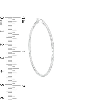 Cubic Zirconia 45mm Round Hinged Hoop Earrings in Solid Sterling Silver