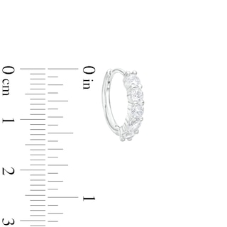 Cubic Zirconia Round Five Row Huggie Hoop Earrings in Solid Sterling Silver