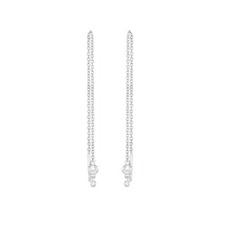 Cubic Zirconia Bezel Threader Earrings
