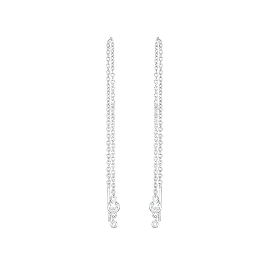 Cubic Zirconia Bezel Threader Earrings