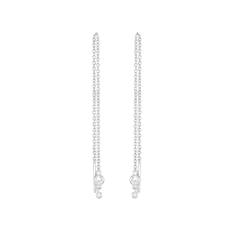 Cubic Zirconia Bezel Threader Earrings