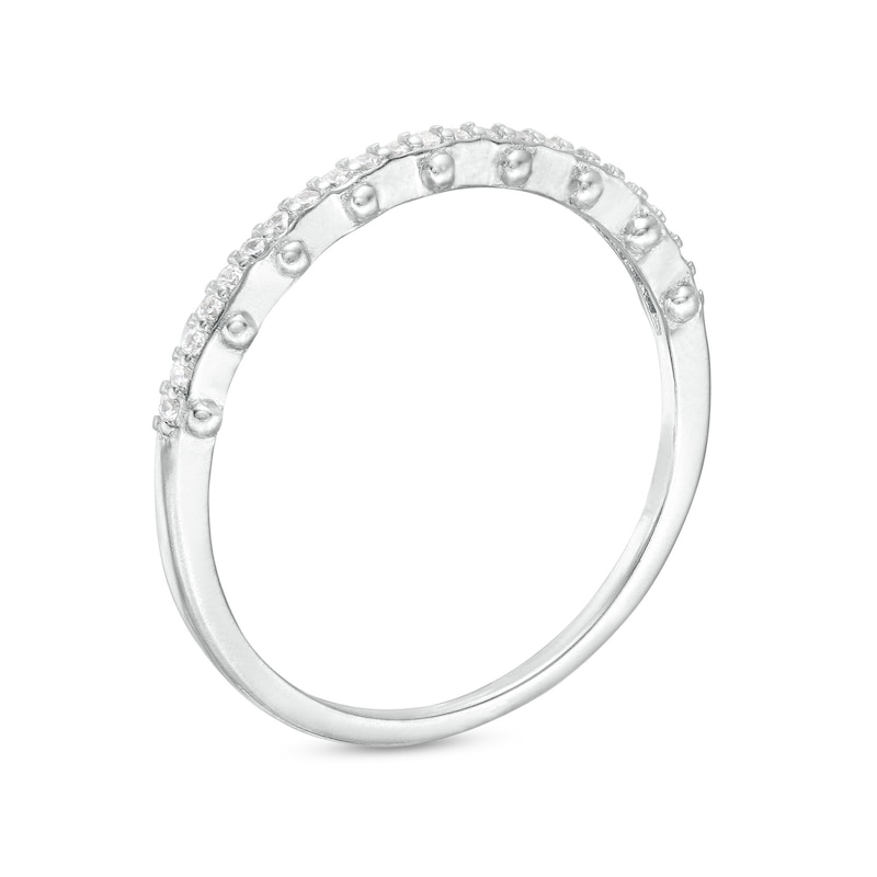 Main Image 2 of Cubic Zirconia Bead Band Ring in Solid Sterling Silver - Size 7