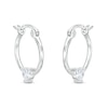 Thumbnail Image 0 of Cubic Zirconia 18mm Heart Station Hoop Earring Solid Sterling Silver