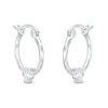 Thumbnail Image 1 of Cubic Zirconia 18mm Heart Station Hoop Earring Solid Sterling Silver