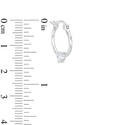 Solid Sterling Silver 4mm CZ Heart Station Hoop Earrings