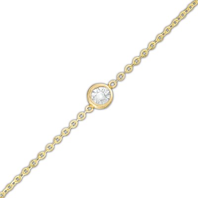 1.2mm Rhodium Accent Station Chain Bracelet in 10K Solid Gold - 8"