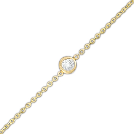 1.2mm Rhodium Accent Station Chain Bracelet in 10K Solid Gold - 8"