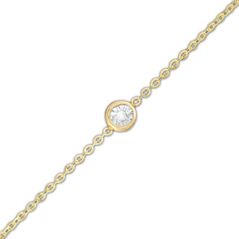 1.2mm Rhodium Accent Station Chain Bracelet in 10K Solid Gold - 8"