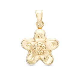 Puffed Flower Necklace Charm in 10K Hollow Gold