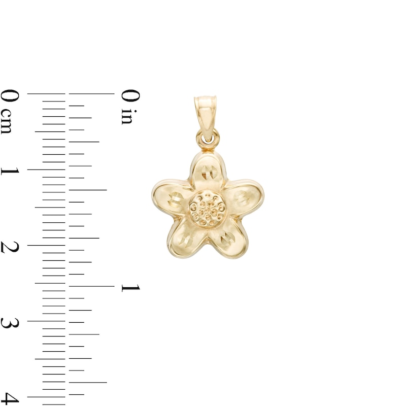 Puffed Flower Necklace Charm in 10K Hollow Gold