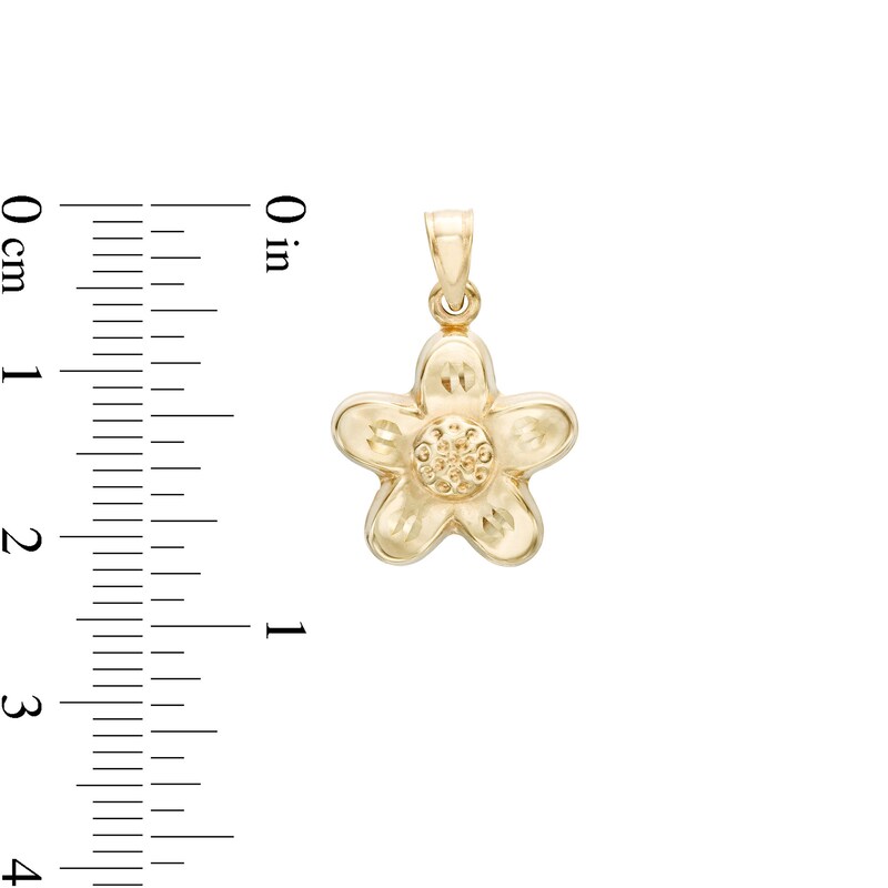 Main Image 2 of Puffed Flower Necklace Charm in 10K Hollow Gold