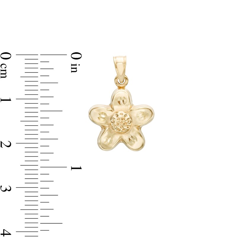 Puffed Flower Necklace Charm in 10K Hollow Gold